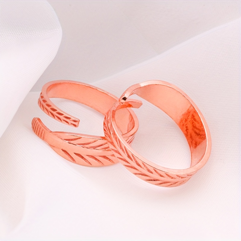 TEMU 2pcs Women's Stylish Rings, , Fashionable Jewelry, Made Of Purple Copper, Suitable For Daily Wear, Creative Gifts.