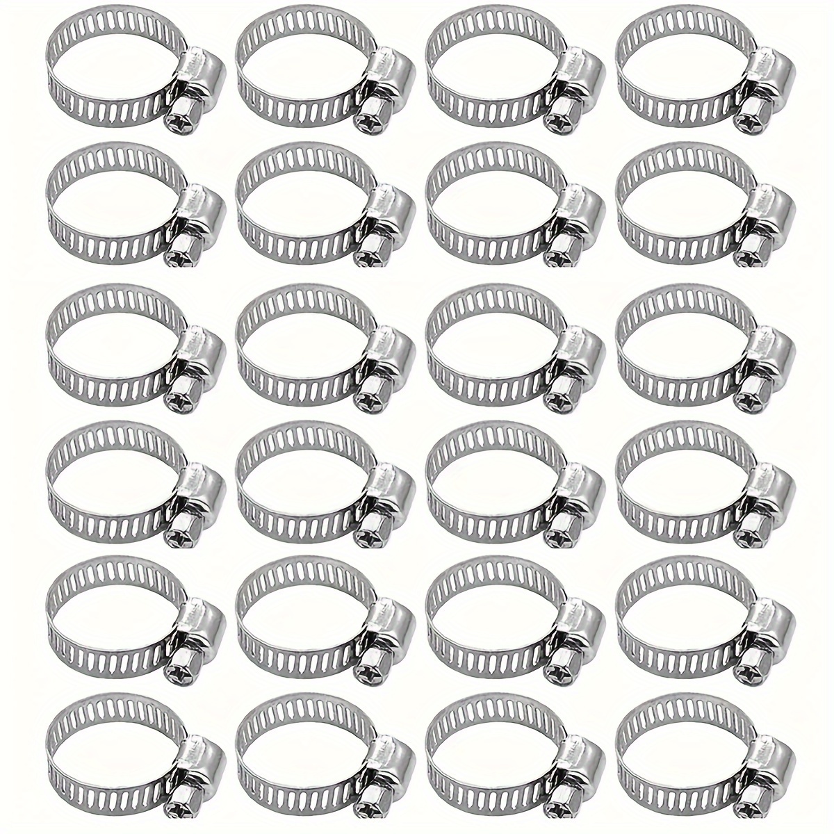 24pcs/12pcs, 8 Sizes, 8-44mm Adjustable Screws With Hose Clamp, Fuel Pipe Worm Gear Clamp