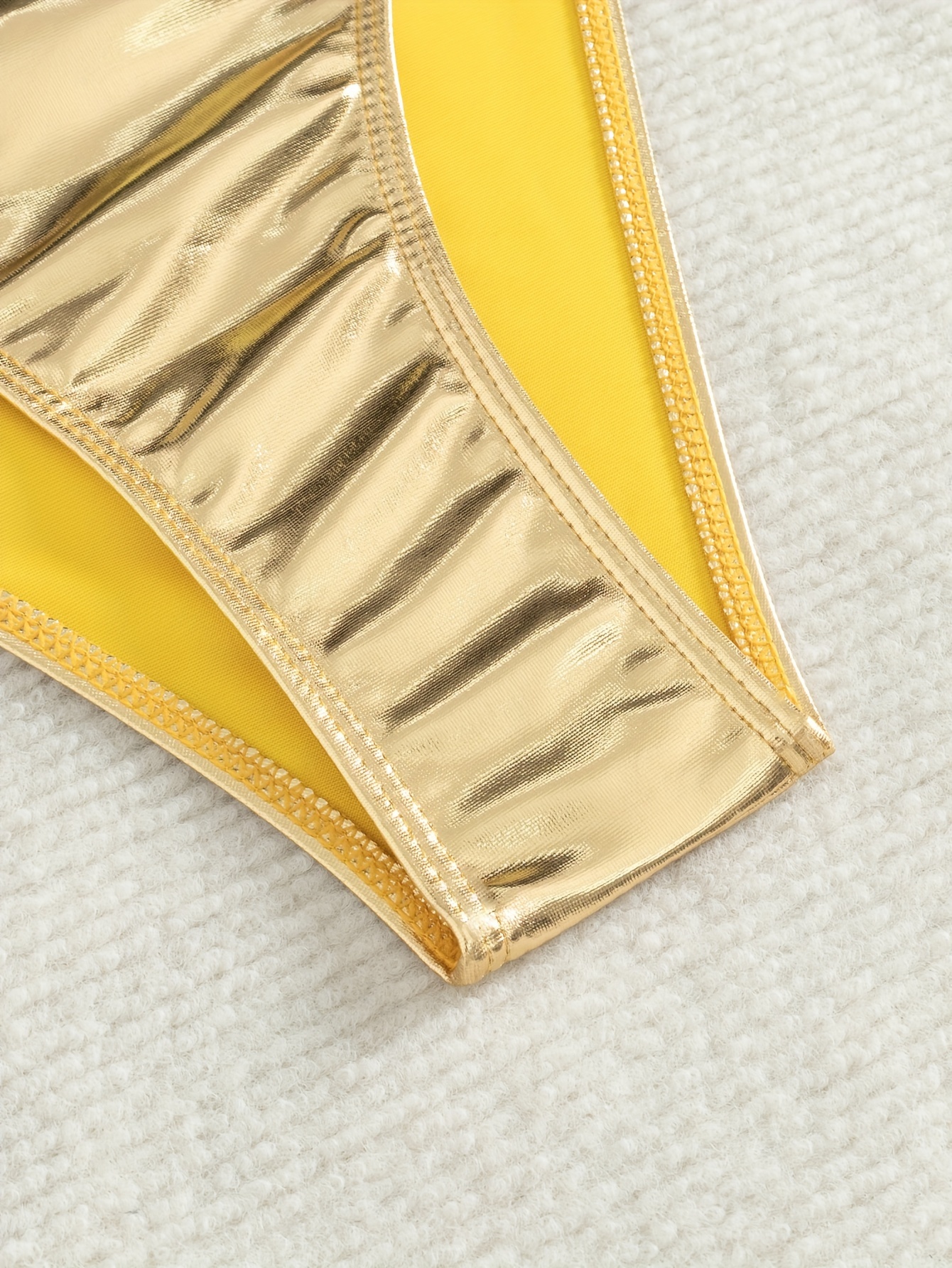 Glossy Sexy Women's Triangle Bikini with Tie-Back Halter Neck for Hot Black Beachwear