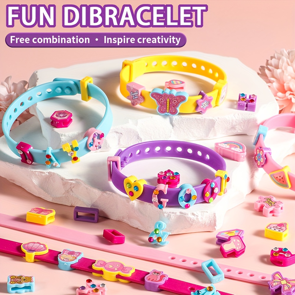 art and craft kits for kids friendship bracelet making kit for girls with adjustable rubber wristbands decoration additions and stickers craft kit birthday gifts random accessory color