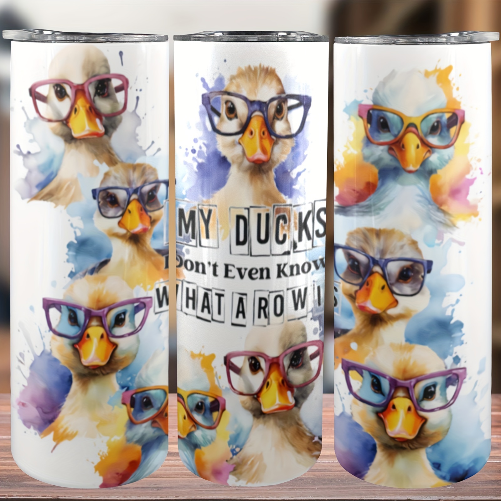 

1pc 20oz Ducks Tumbler Cup, Insulated Travel Coffee Mug With Lid Stainless Steel Double Wall Vacuum Vacuum-insulated Water Cup