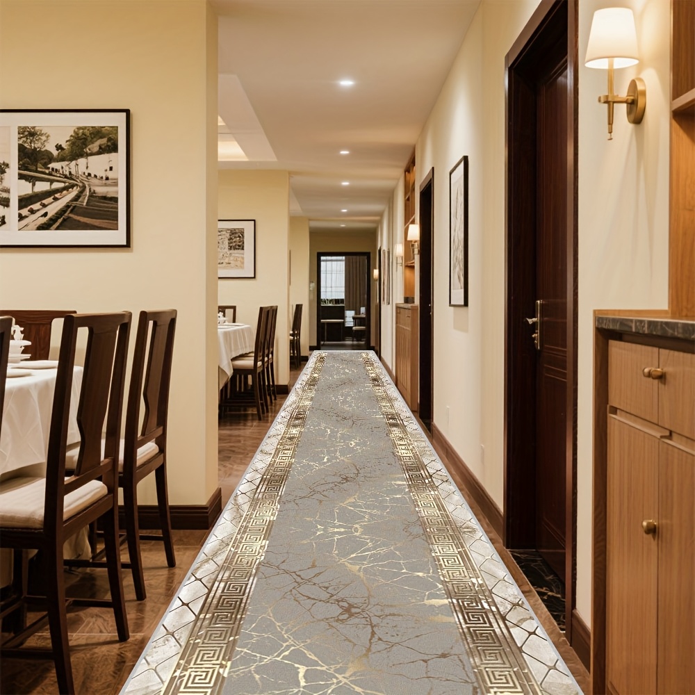 TEMU []1pc, A Luxurious Golden Decorative Floor Mat For The Living Room, A Soft Long Rug For The Bathroom And Laundry Room, A Durable Outdoor Patio