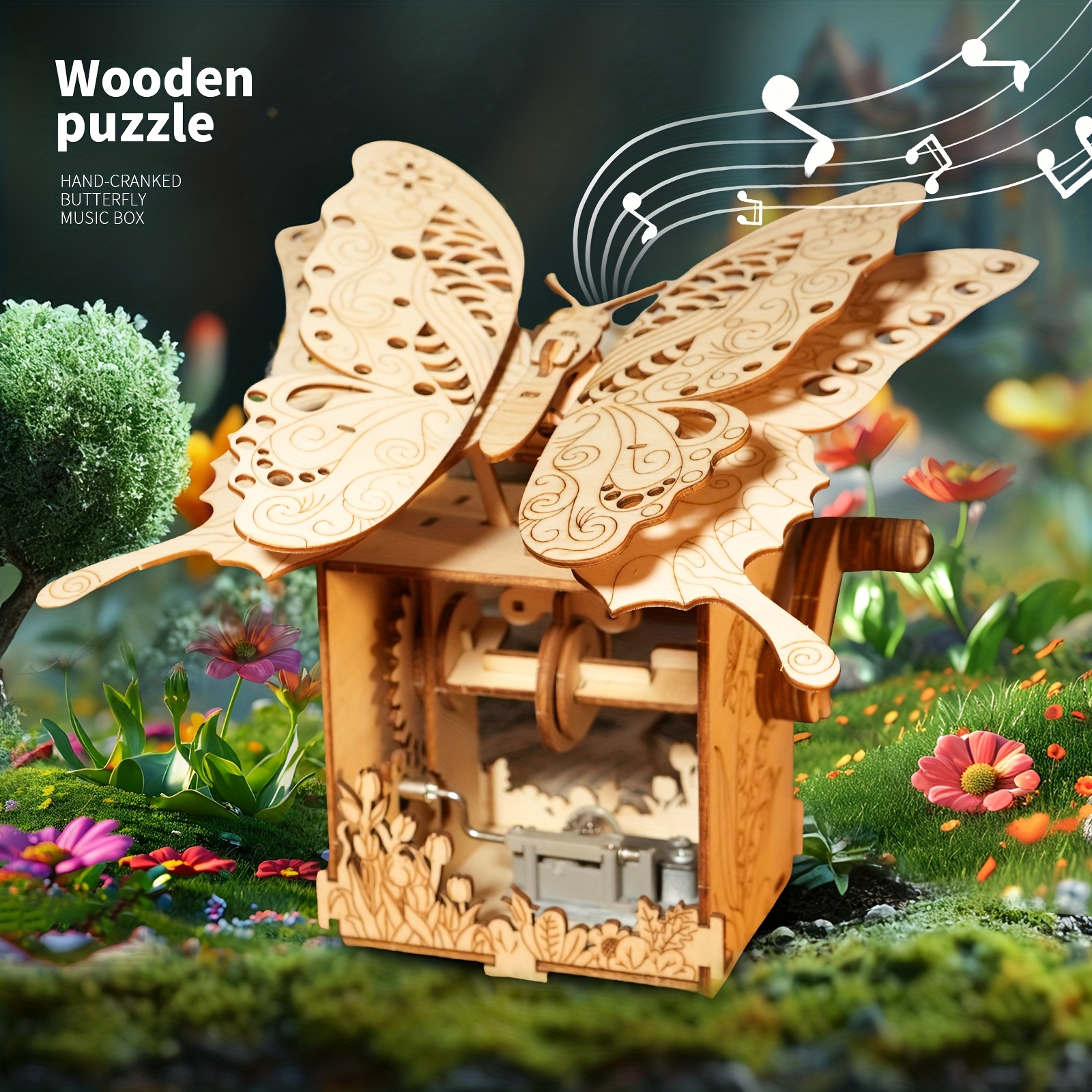 Image of Music Park 3d Wooden Puzzles For Music Box Model Kits Diy Handmade Crafts For Creative Gift For Christmas & Birthday
