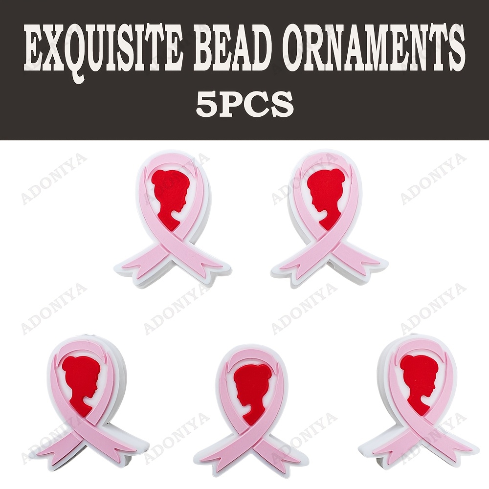 TEMU Set de 5 accessoires DIY sur le thème du mois de la sensibilisation au du sein pour créer des boucles d'oreilles, des , des sacs, des