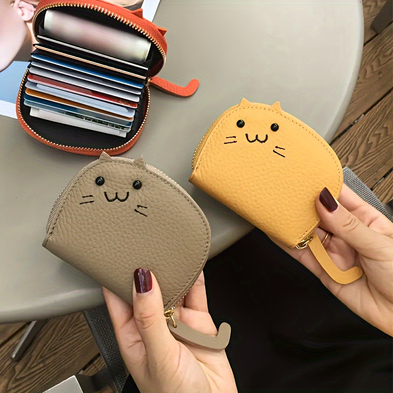 2024 new cute cat card holder women compact multi card coin Temu