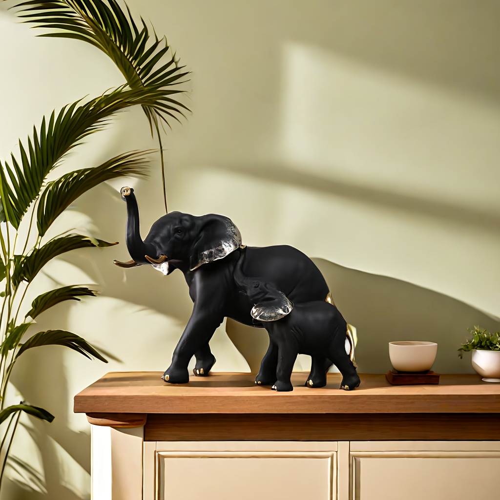 Image of A Set Of Creative Elephant Mother And Ornaments, Suitable For Room Decoration, Holiday Gifts, Entrance Decor, Bookshelf, Wine Cabinet, And Tv Cabinet Embellishments