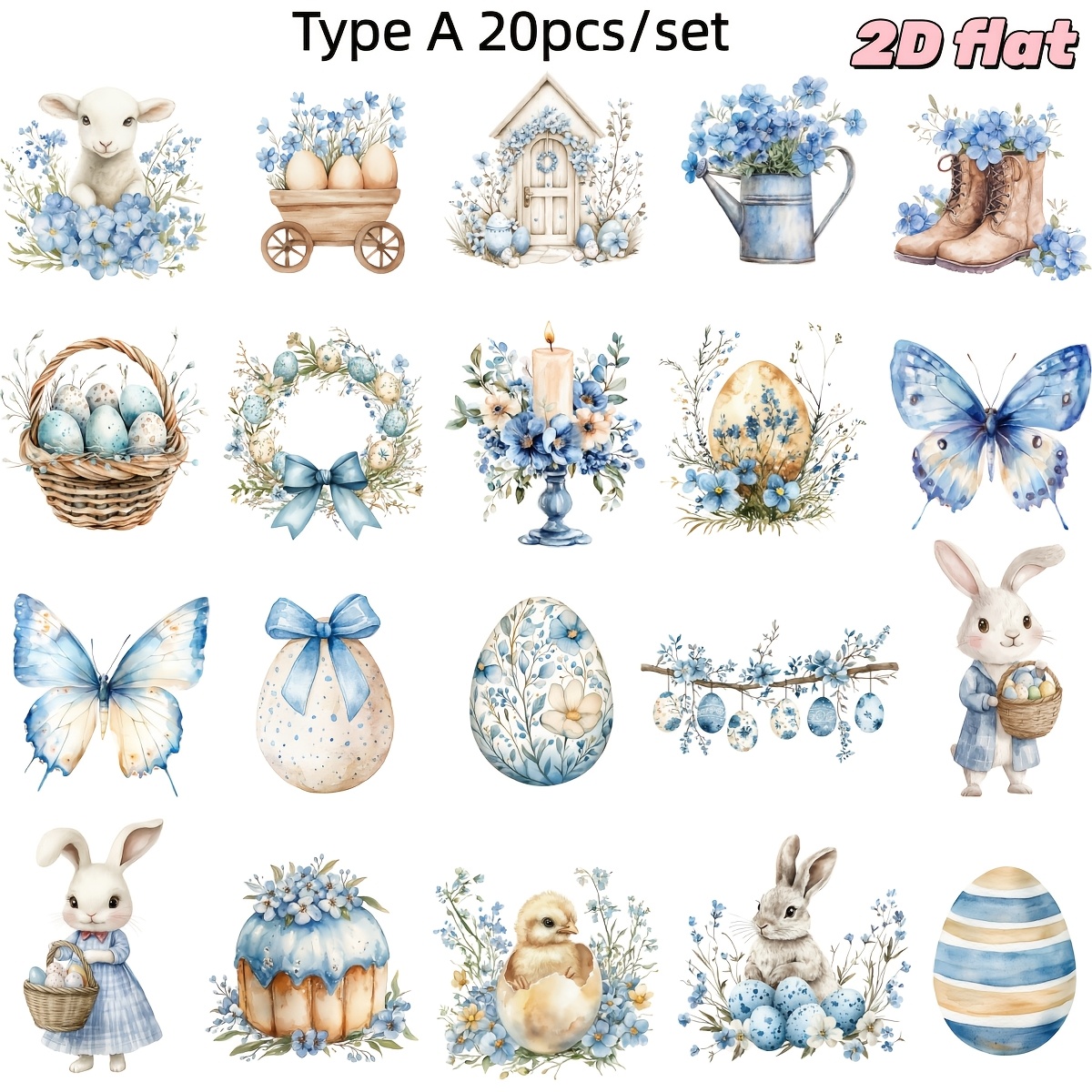 20pcs/set Creative Retro Countryside Farm Animal Series Handmade Stickers, The Is A Flat 2d Sticker