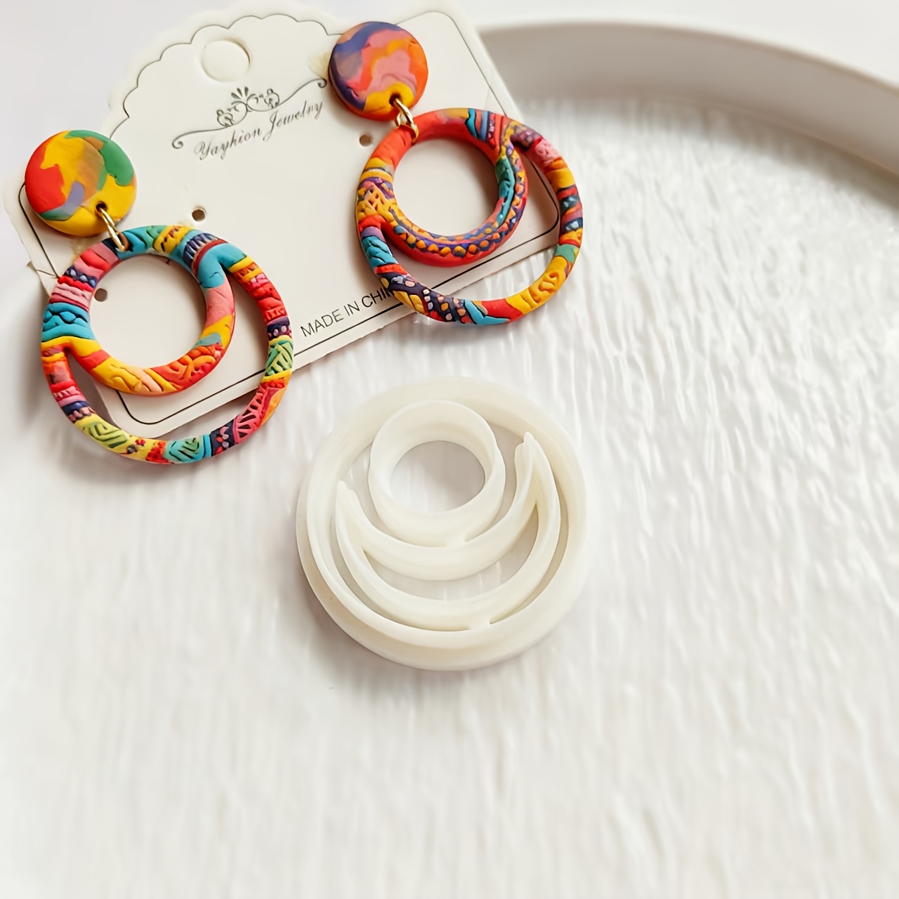 TEMU 1pc Cortador de Aros de Arcilla Estilo Bohemio Geométrico para de Joyería, Cortador de Aros de Arcilla DIY, Molde para Joyería de Arcilla , Kit