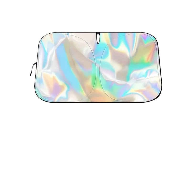 TEMU 2026 New Quick-cooling Laser Car Windshield Sunshade - Foldable Windshield With Reflective Holographic Design, Blocks Sunlight And Heat, Fit For