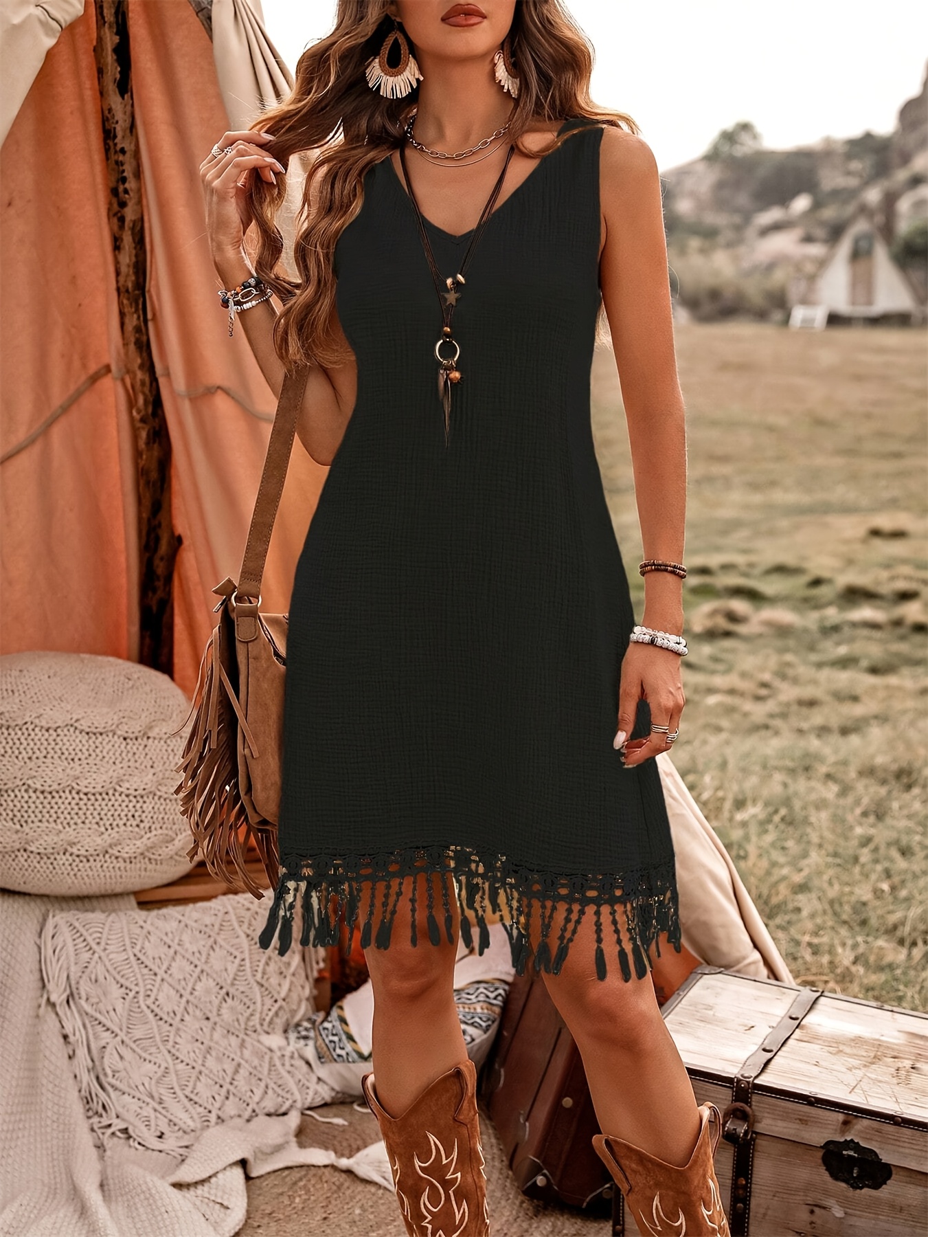 womens casual hawaiian style summer dress back - Temu