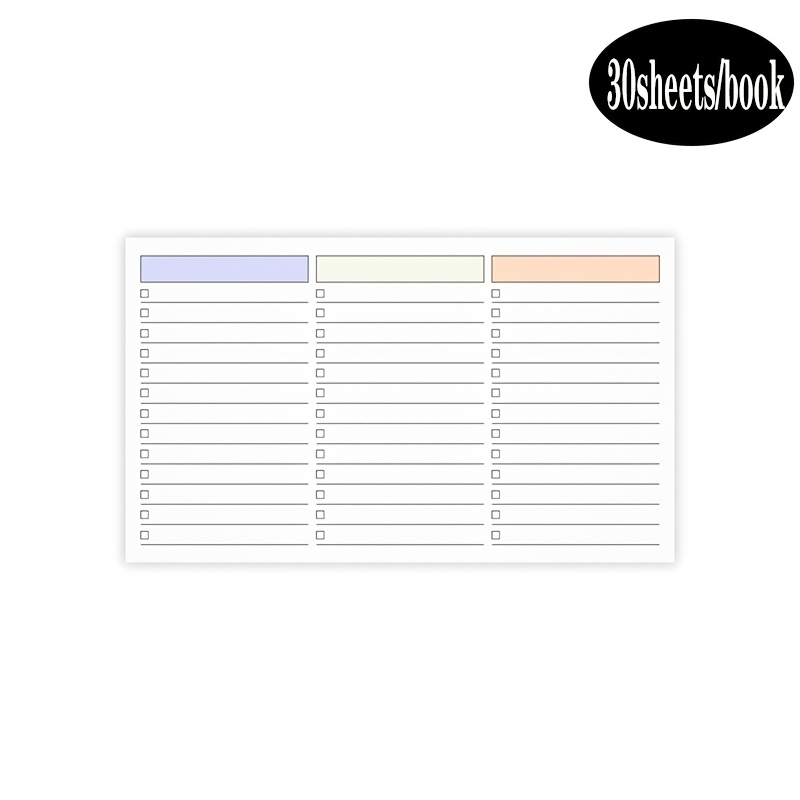 TEMU 30sheets/book - 3-column Sectioned To-do List Notebook, Minimalist Sectioned Task Planner, Student Office Daily -in Paper, Home Work Schedule