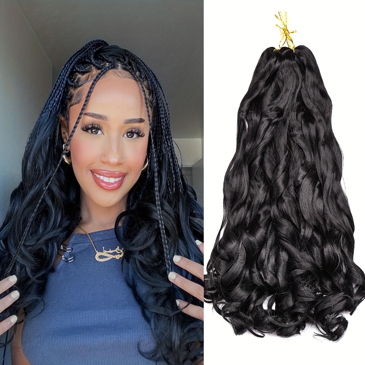 

Pre-stretched Crochet Braiding Hair Extensions For Women, French Loose Wave Synthetic Hair, Bouncy & Lightweight - Suitable For All Users (pack Of 1)