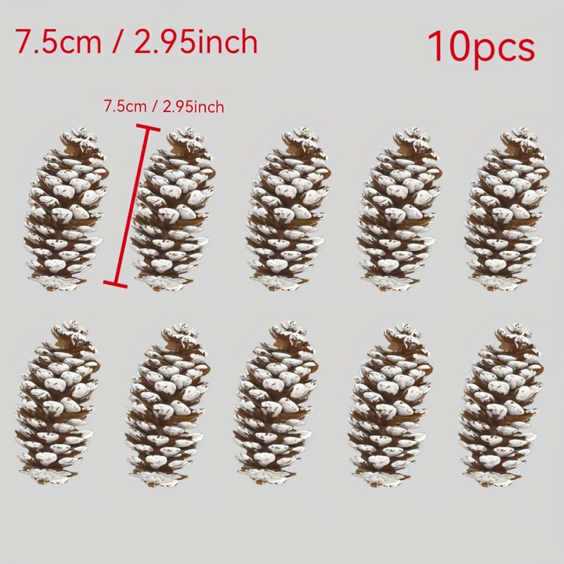 10pcs 7.5cm/4.8cm Plastic Artificial Pine Cone Plant Christmas Party Decoration Home Simulation Decoration Christmas Tree Simulation Large Size Pine Cone Decoration Garland Additions