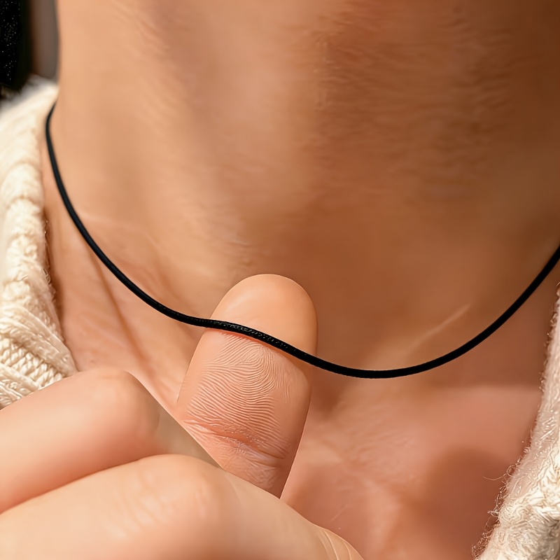 Image of Steel Minimalist Anti-slip Black Stainless Steel Snake Chain Necklace - Non-oxidizing Twisted Rope Suitable For , Unisex Plain Chain Jewelry For Daily Wear, Parties, Gifts, Versatile For Occasions