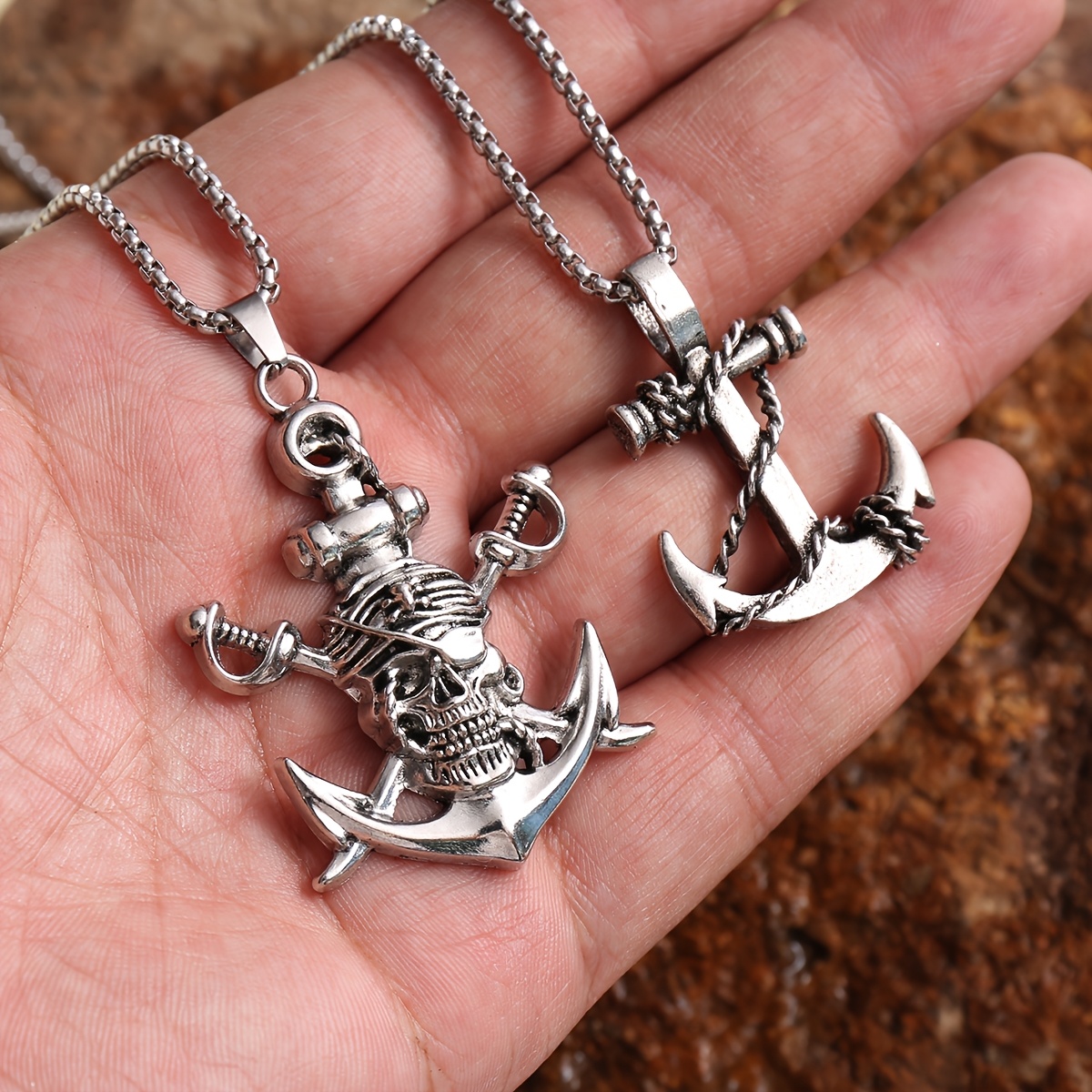 TEMU Lot de 2 pendentif pour homme et femme - avec placage K, chaîne de pull originale d', cadeau sur le thème marin adapté , aux fêtes, à la