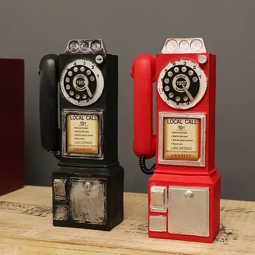 1pc retro resin telephone decor antique ornament for living restaurant indoor outdoor use no electricity required photography prop nostalgic decor metallic vintage home decor