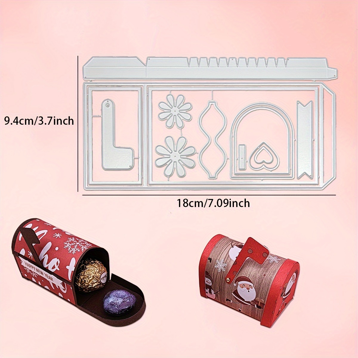 Image of Alinacraft 1pc Dies Candy Box Gift Case Mailbox Treat Box Metal Cutting Die Cut For Halloween Christmas Gifts Packing Handmade Paper Craft Birthday Festival Christmas Tree Embellishment