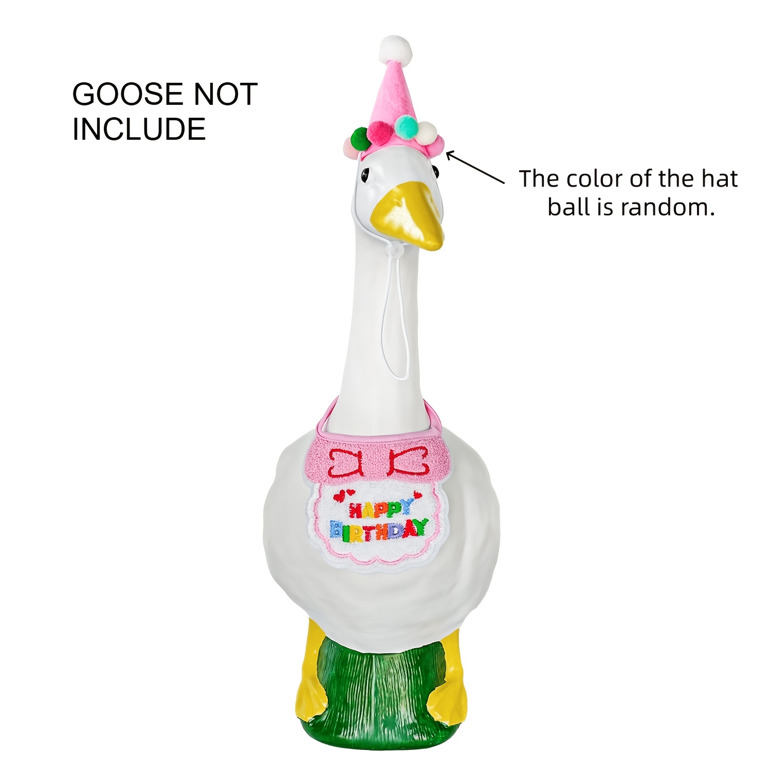 TEMU Costume d'oie d'anniversaire rose "Joyeux Anniversaire" pour pelouse et porche, 2 pièces, inclut un chapeau de fête et un bandana, convient pour