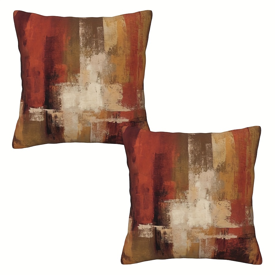 

Lot de 2 housses de coussin abstraites en orange en polyester, peinture rustique, housses de coussin décoratives pour canapé, , chambre à coucher, maison, 16X16, 18X18, 20X20 ( noyau de coussin)