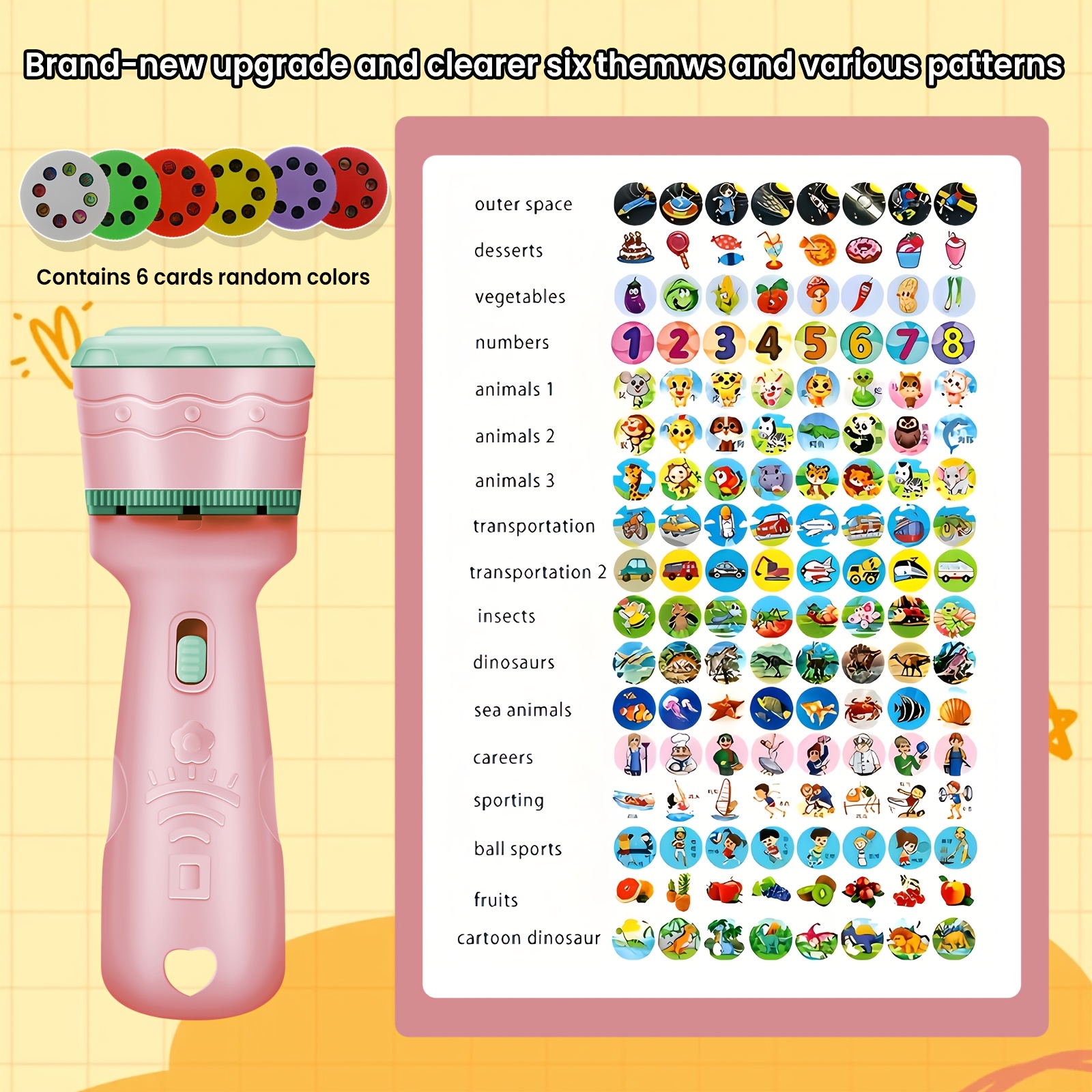 Educational Projection Toy with 6 Cards Featuring 48 Patterns
