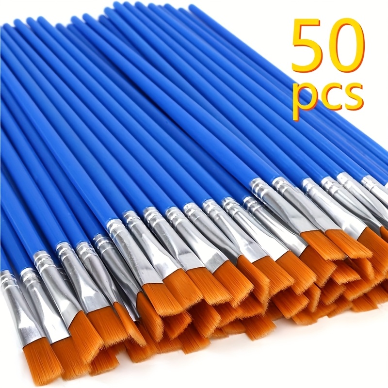 Image of A Pack Of 50pcs, Featuring Nylon Hair Pointed And Brushes Designed For Watercolor Painting And Detailed Art Work, Including Small Brushes For Doodling And Line Work