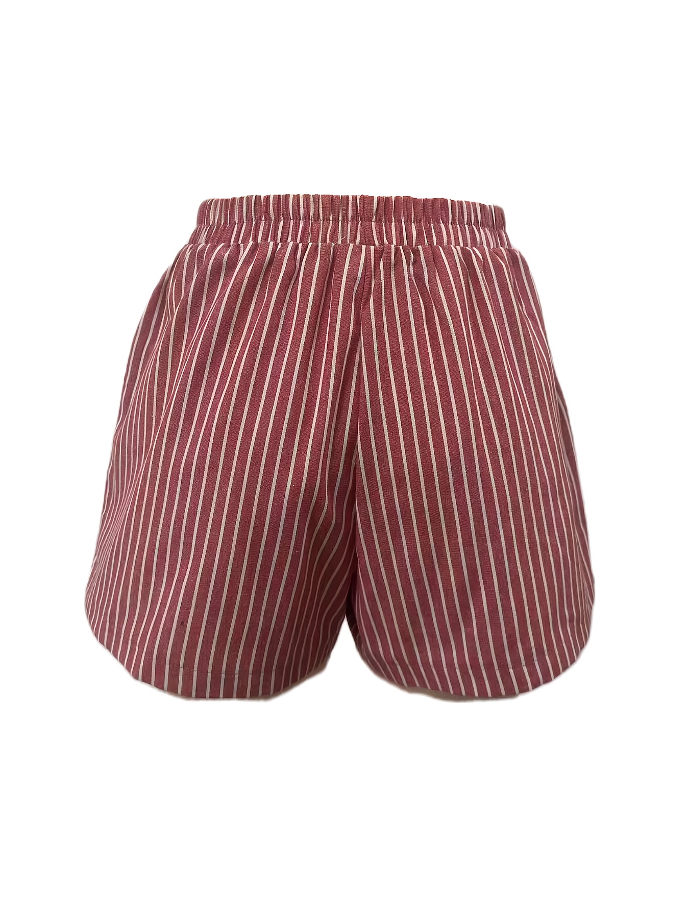 womens striped pocket shorts summer casual wide leg elastic waist shorts