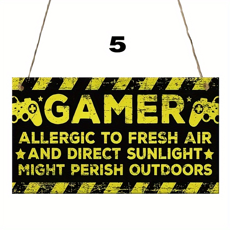 

A Wall Sign For Game Enthusiasts, Players Who Are Allergic To Fresh Air And Direct Sunlight May Outdoors. Retro Wooden Wall Decoration Art Stickers, Suitable For Family Room Decoration.