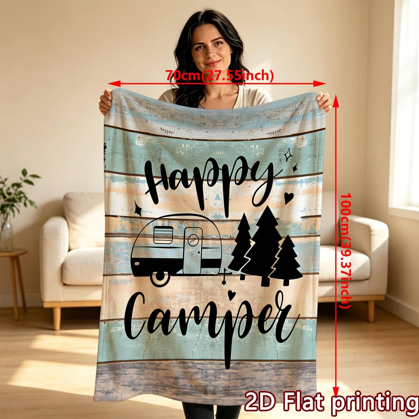 TEMU 2d Flat Printed 1pc Cozy Flannel Throw Blanket Featuring A Design, Suitable For Machine Washing, With Quilted Details, Printed, Versatile For ,