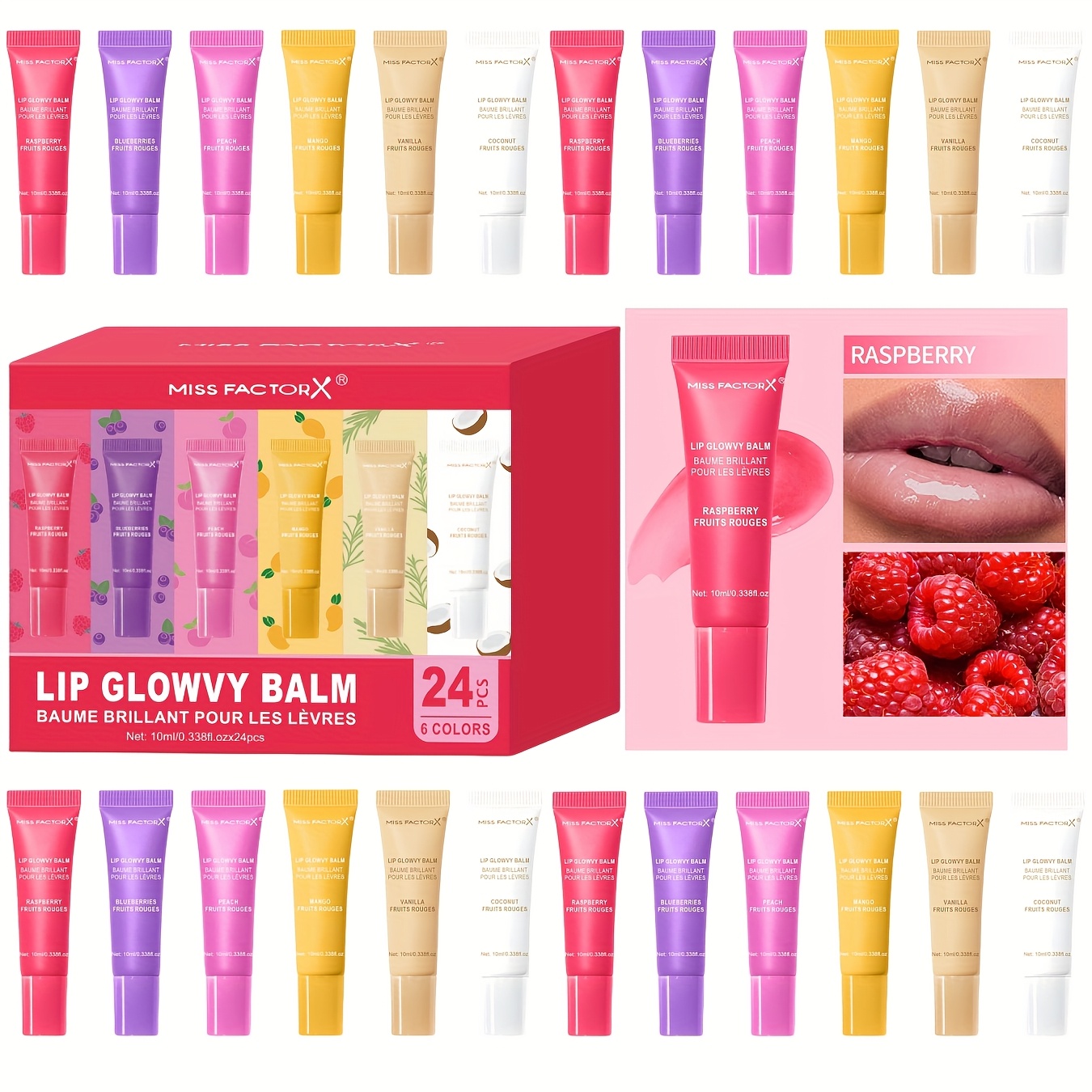 24pcs/Box 6 Flavors Moisturizing Lip Gloss - Nourishing, Non-Greasy, Long-Lasting Shine for Dry Lips, Women'S High-End Gift Set - Image 2