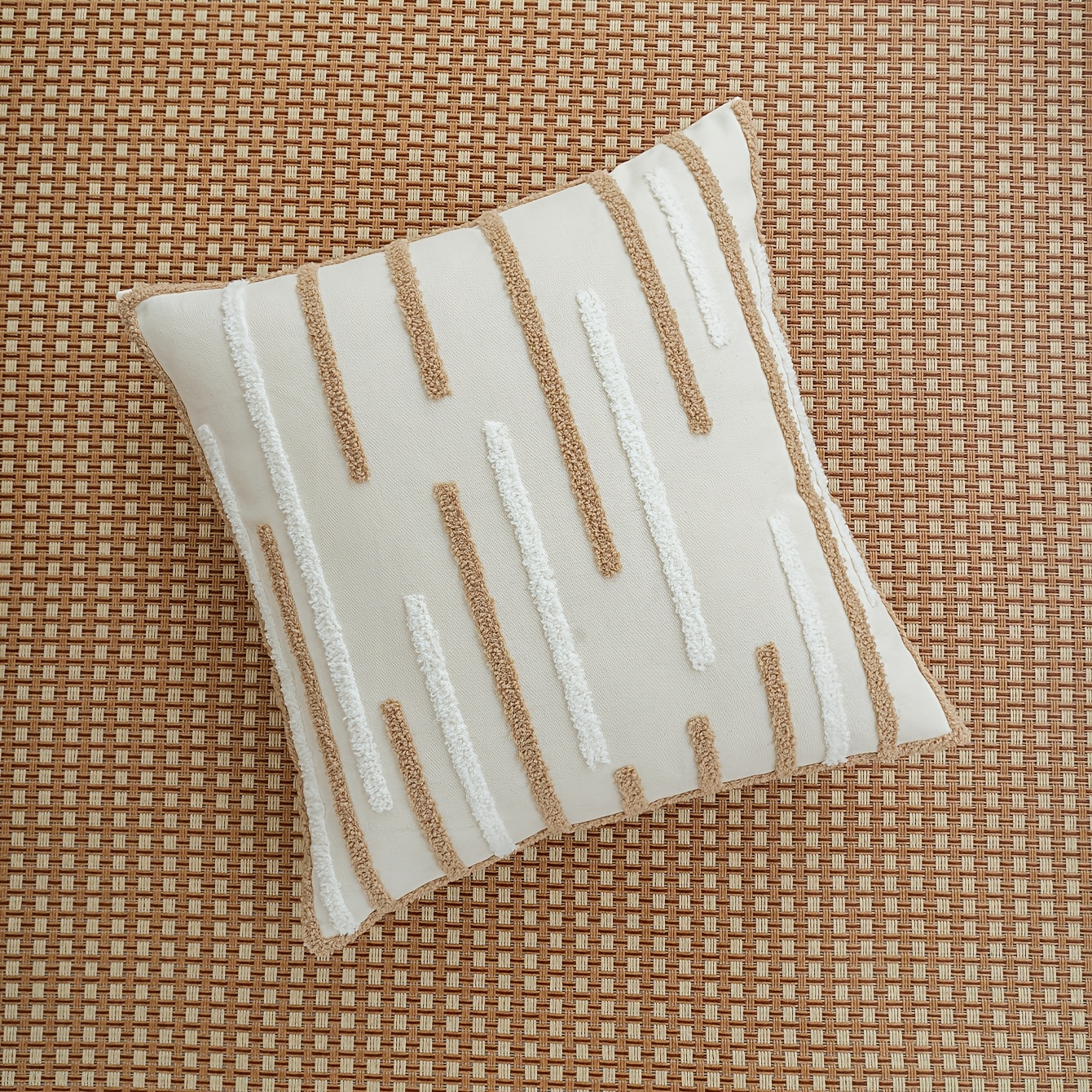 TEMU per cuscino 1 pz trapuntata e ricamata, per cuscino decorativa minimalista ricamata con texture 3D, cerniera invisibile nascosta, lavabile in