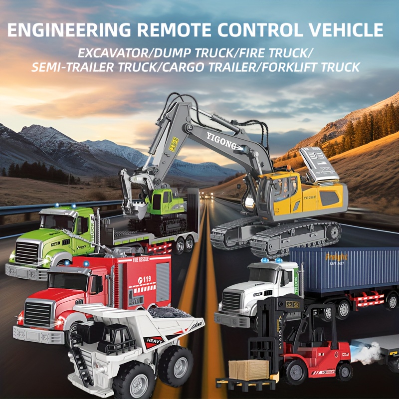 [RC Excavator Toy] RC Excavator, Remote Control Engineering Car Toys | With Battery, Color Box Handbag Packing, Suitable For Outdoor Scene Play, 6-12 Years Old Boys And Girls Birthday Gifts