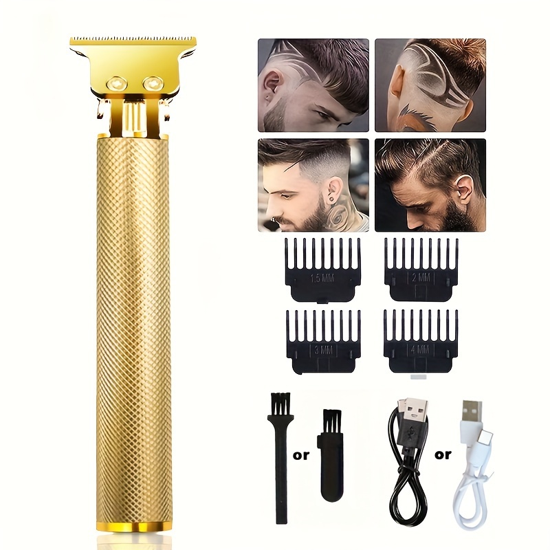 

Cordless Rechargeable Hair Trimmer, T-blade Hair Clipper For Men, 0 Gapped Detail Beard Shaver Barber Hair Cutting Machine