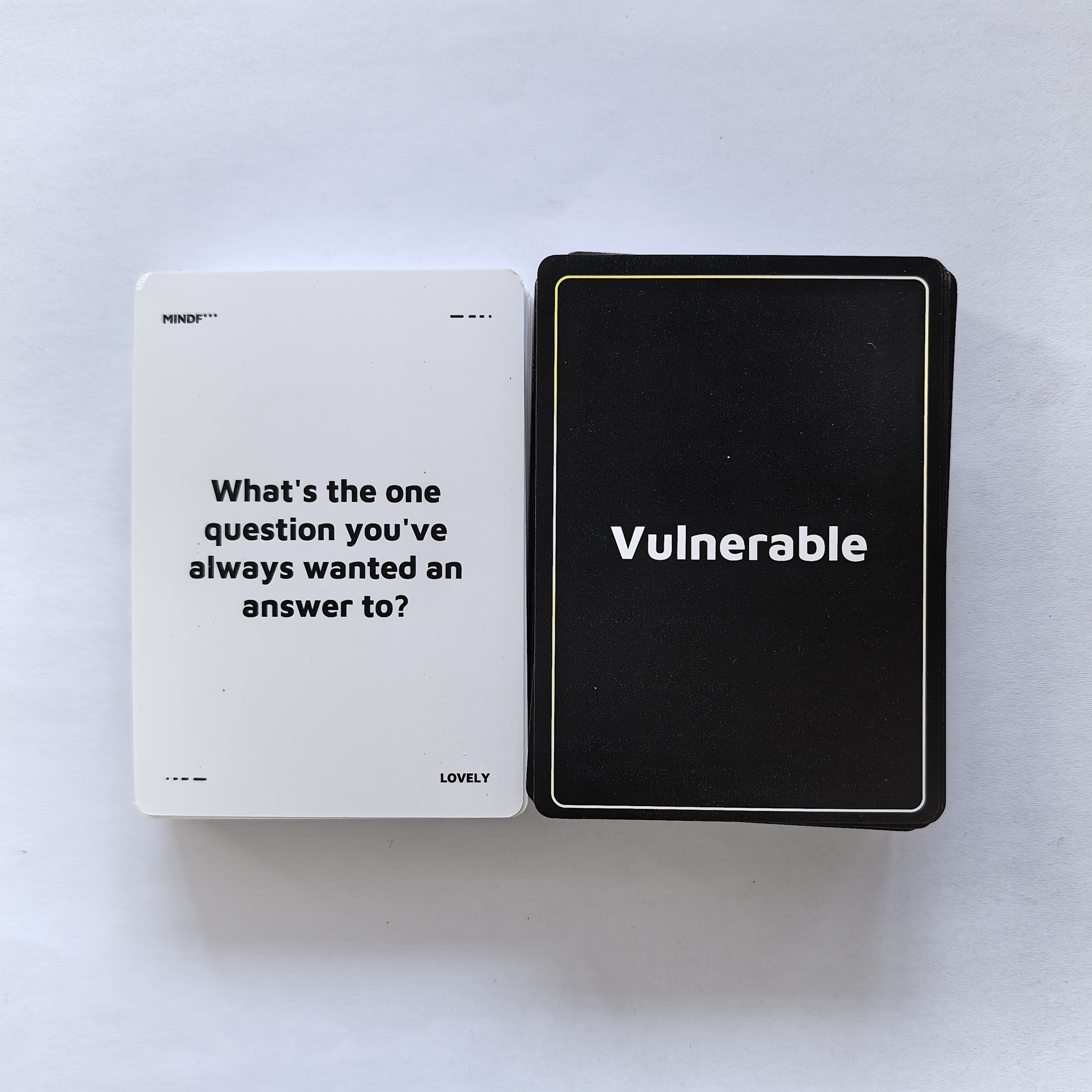 90 Thought-Provoking Cards - Deep Conversation Starters with Minimalist Brain Design - Compatible with 2-6 Players - Ideal for Date Nights, Game Nights, Relax Sessions - Durable Card stock Material, Group Activities, Party Icebreakers, Clean Aesthetic, Simple Layout, Highquality Printing, Longlasting Deck, Interactive Questions, Discussion Prompts, Friends Gathering, Couples Relax