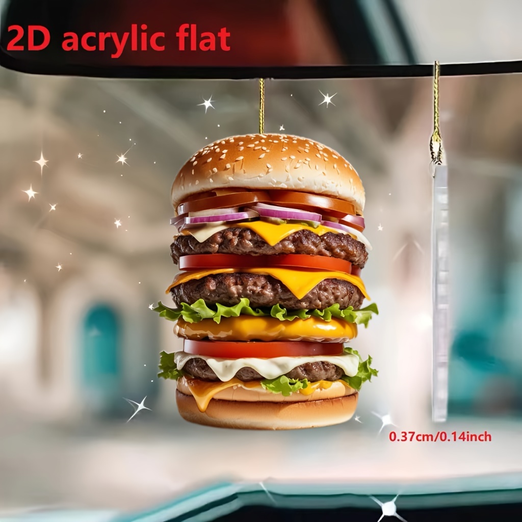 

Hamburger Acrylic 2d Car Charm - Mirror Accessory, Keychain Pendant & Home Decor