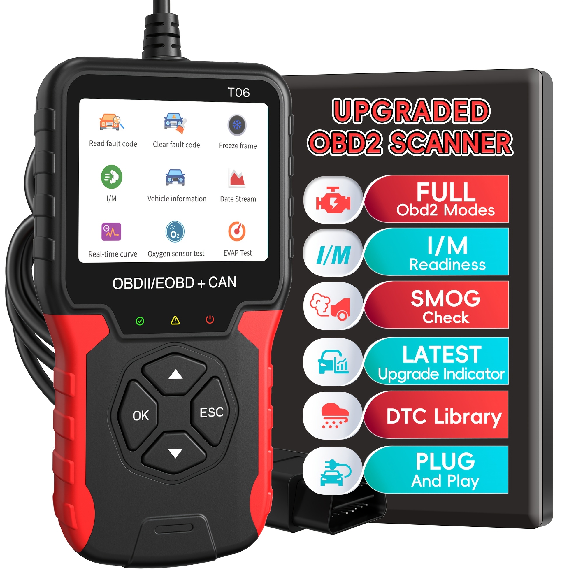 Scanner Diagnostic Tool, Check Engine Code Reader Scanner With Reset, I/m Readiness, Auto Check Engine Light Car Diagnostic Scan Tool For All Obdii Car
