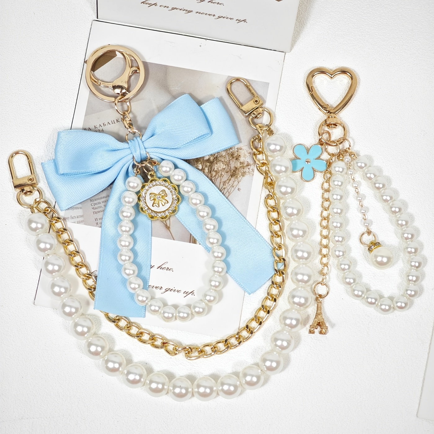 3pcs Chic Metal Bag Charms & Keychains Set, Elegant Handbag Decorations