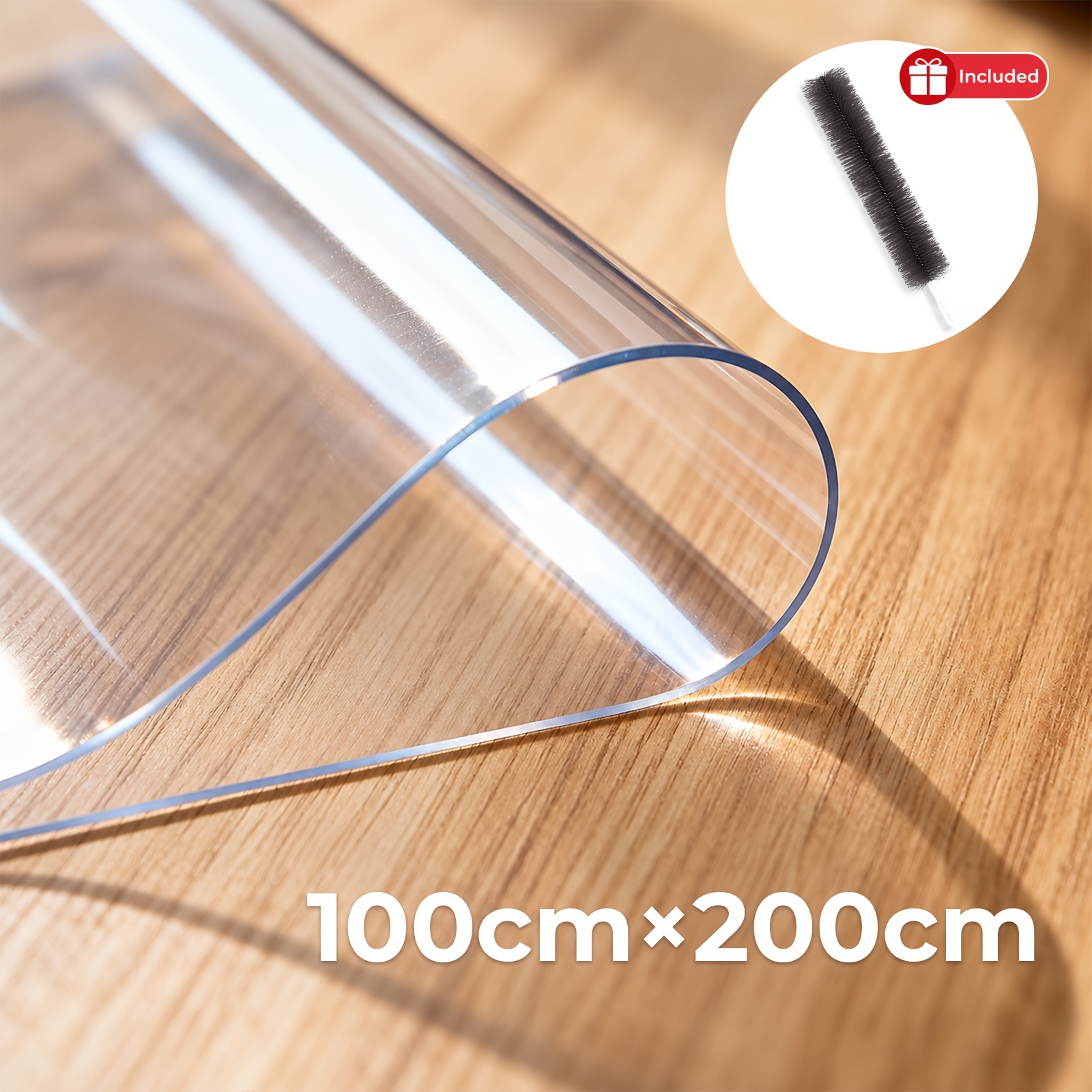 TEMU Protège-table en PVC de 2 mm d'épaisseur, nappe résistante à la chaleur jusqu'à 85 °C, nappe durable -frisottis, nappe transparente facile à