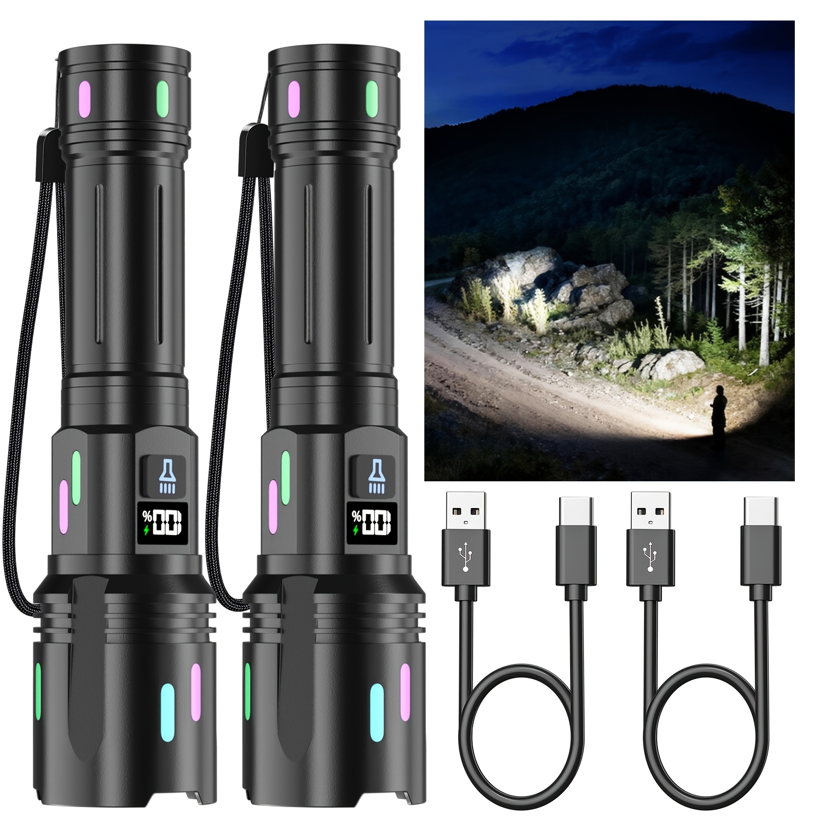 Shadowhawk Led Flashlight 4500 , Extremely Bright Tactical Flashlight Usb Rechargeable, Xhm90.2, 3 Light , High Powered Handheld Police Flashlight For Camping, Hiking & Emergencies