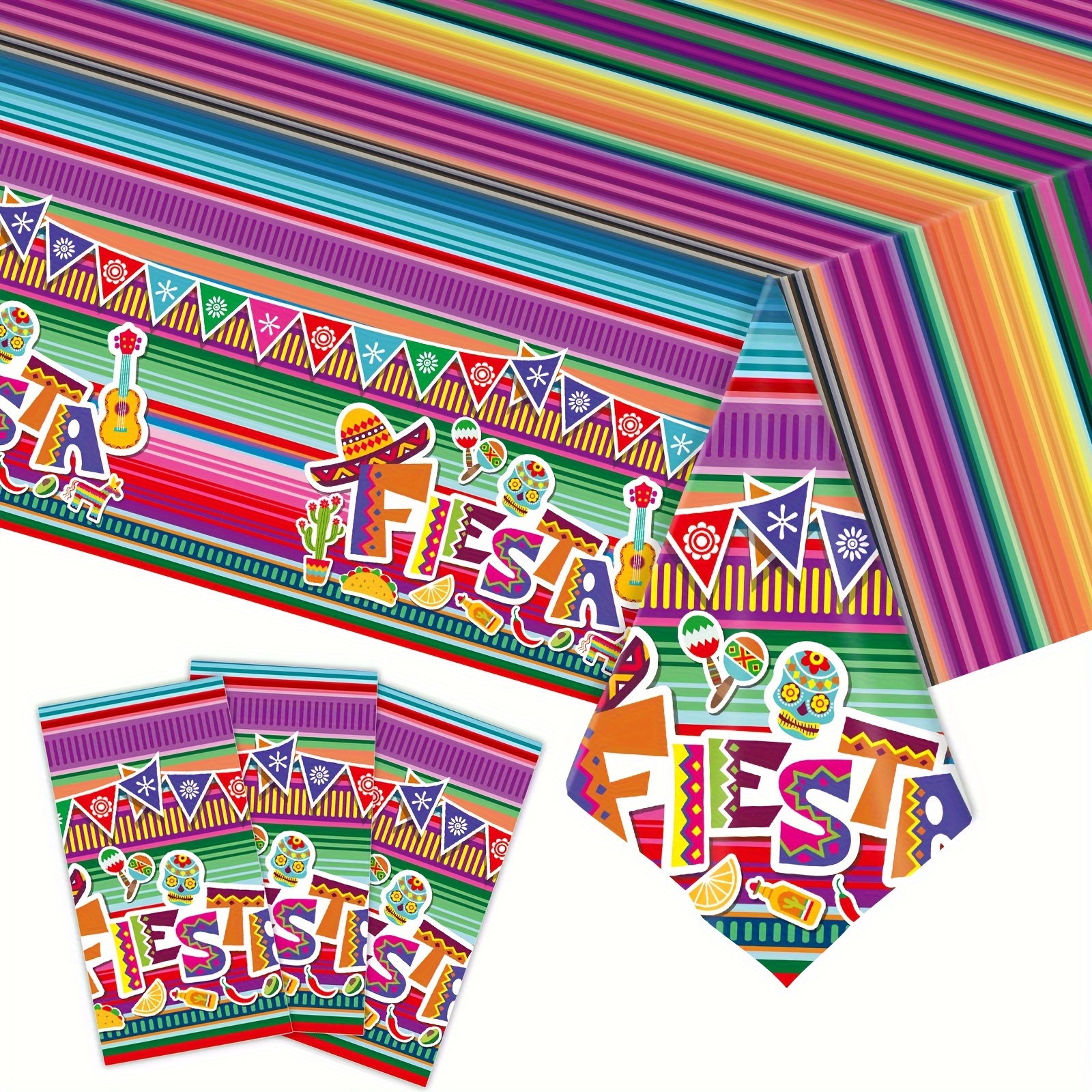 Mantel de fiesta mexicana para decoración de fiesta de cumpleaños, mantel  desechable de plástico, suministros para fiestas temáticas de Cinco de  Mayo