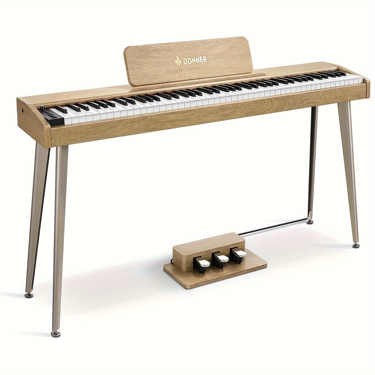 

Donner 88 For Beginner, Electric Keyboard With -sensitive Keys, 128 , 83 , 8 Effects, Ddp-60 3 Style Pedals, Power Supply, Stand