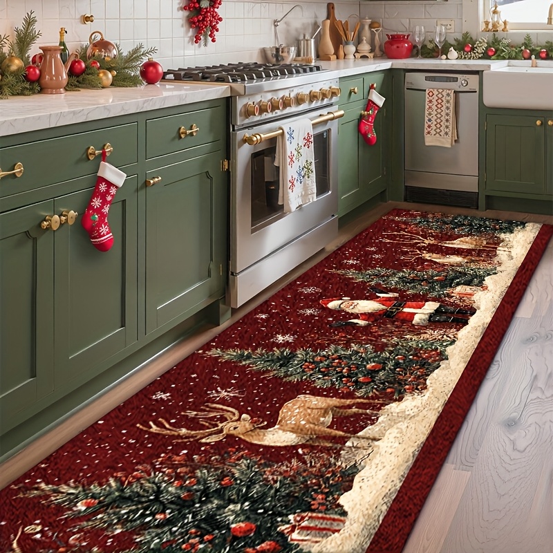 TEMU 1 pz, Tappeto Natalizio, Tappeto per Corridoio, Design con di in , per Corridoi, Tappetini da Cucina, Tappetini Lavabili, Runner Morbidi, per