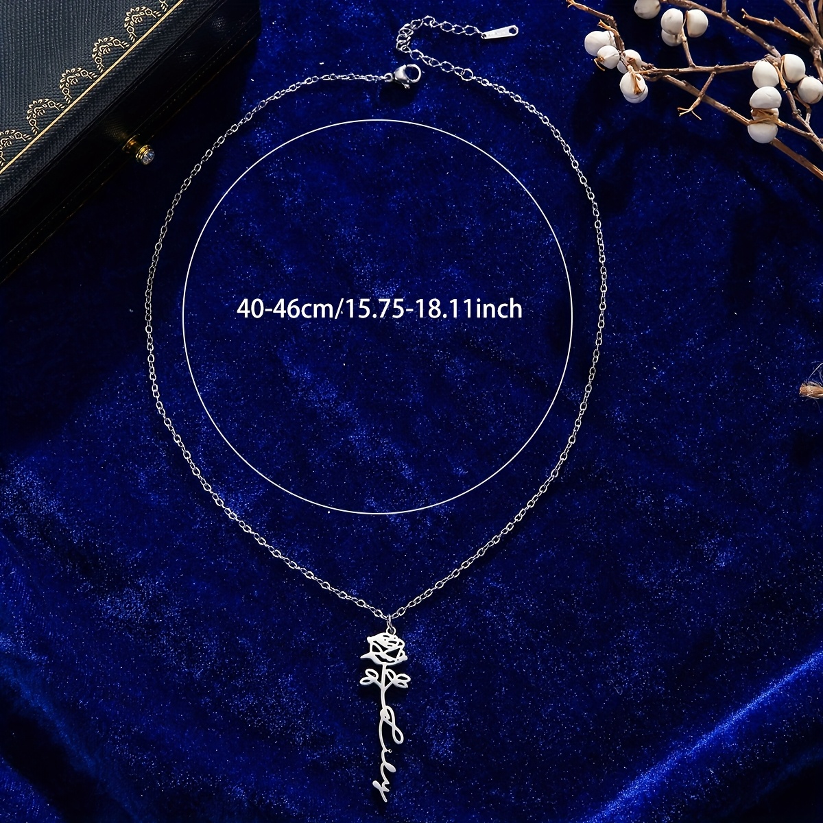 Personalized Engravable Stainless Steel Rose Pendant Necklace