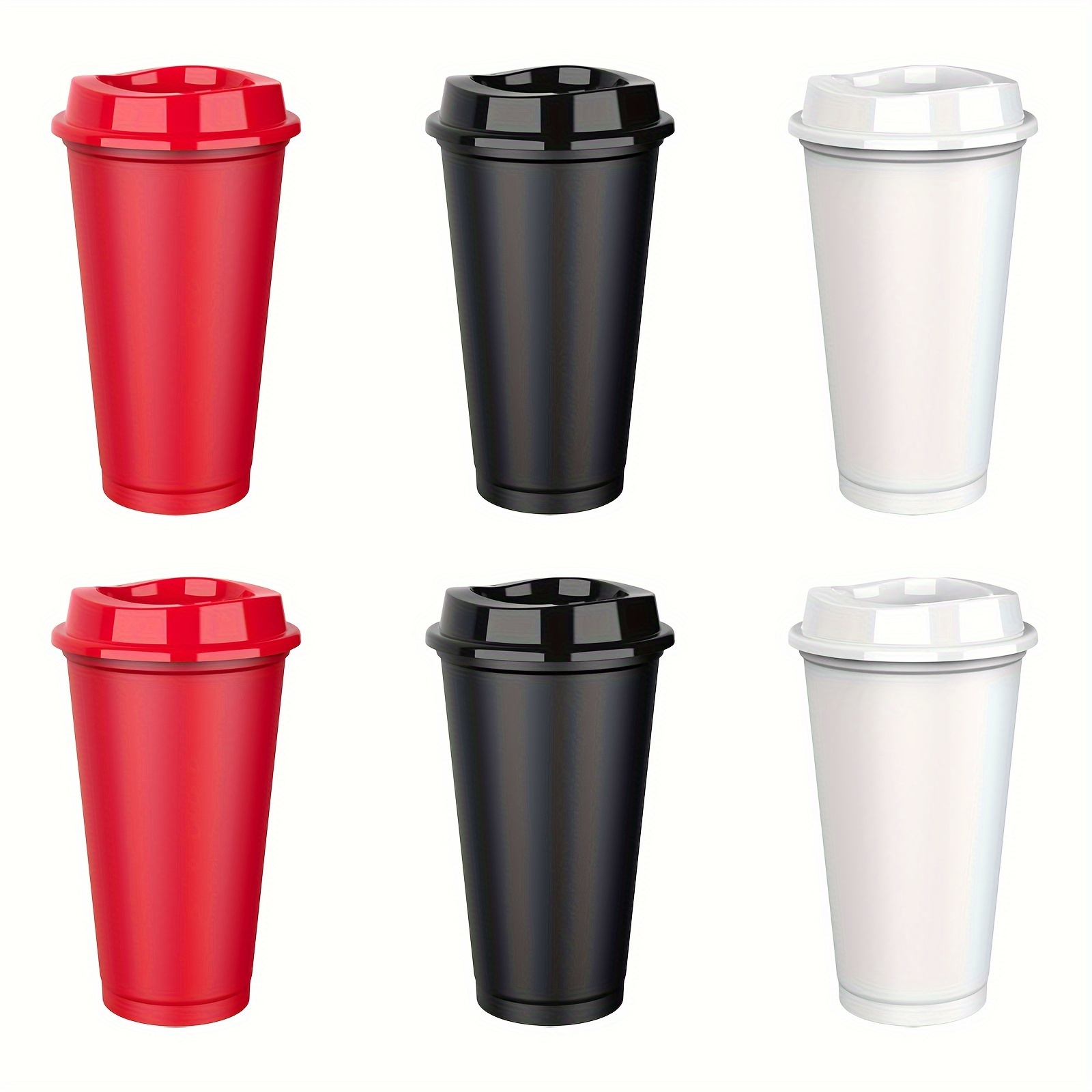 Juego de 6 tazas de café, juego de tazas de café de plástico, taza de café  de plástico irrompible de 10 onzas, con asa, sin BPA, 3 colores, taza de