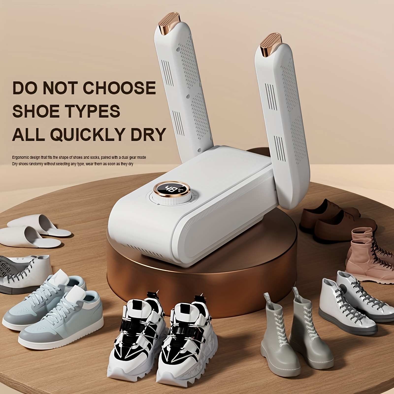 portable foldable shoe dryer with timer quick dry dehumidification technology for home   plug 220 240v details 3