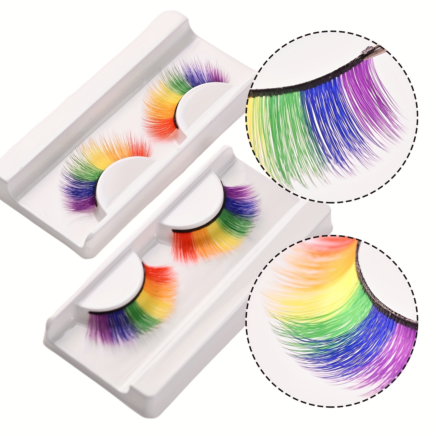 Of Curly Thin 10-18mm Rainbow Colored Eyelashes, Curly Rainbow Eyelashes, Eye-enhancing, , Beginner-friendly, Soft & Lightweight, Reusable