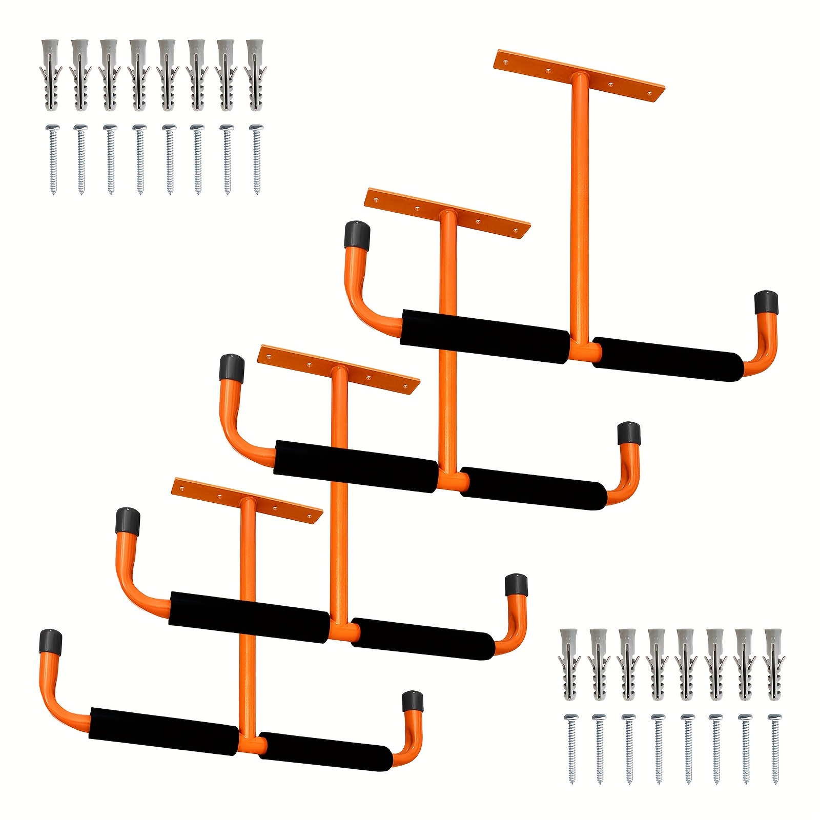 Image of 2/4pcs Heavy-duty Metal Ceiling Hooks, - Versatile Hanging Storage For Fishing Rods, Bicycles, Kayaks, Skateboards - , Ideal For Garages, , Storage Spaces