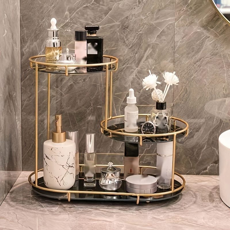 

Elegant Multi-tier Metal Storage Rack For Bathroom & Vanity - Solid Paint , Cosmetics &