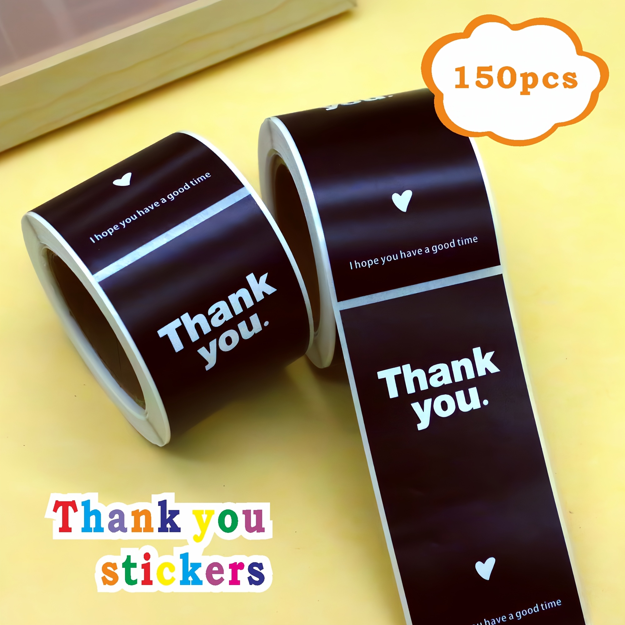 

150pcs Non-dry Adhesive Closure Label Thank You Sticker Gift Packaging Box Sealing Sticker