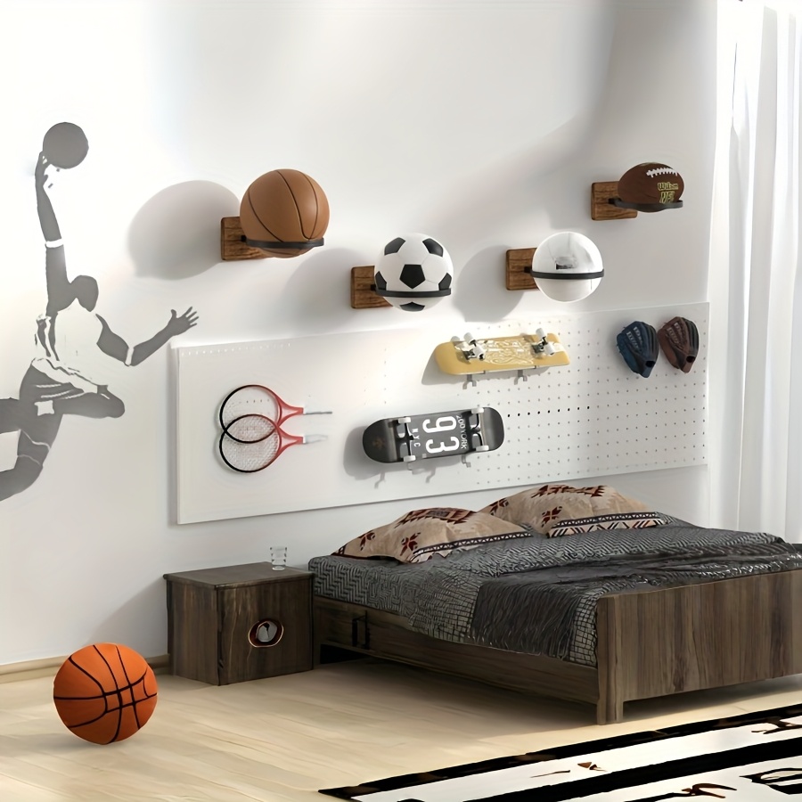 4pcs wall mounted basketball volleyball storage racks Temu