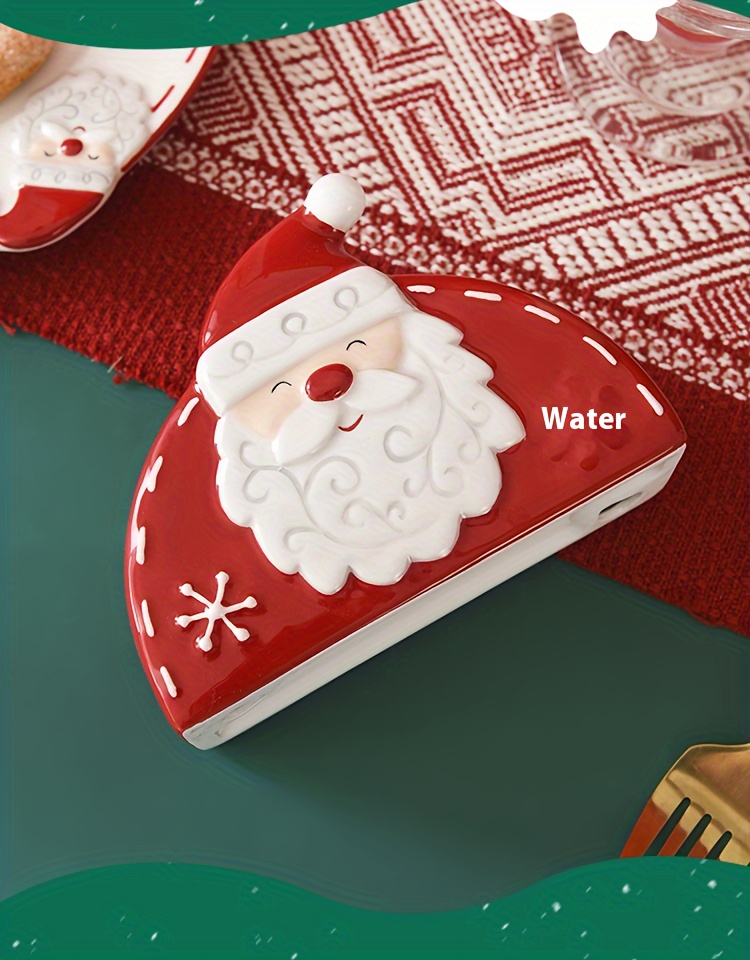 christmas santa claus ceramic napkin holder decorative tabletop paper tissue stand embossed cartoon holiday design details 7